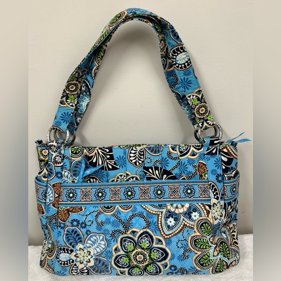 Vera Bradley Women’s Floral Blue and Green Women's Bag Tote Purse - Picture 2 of 10